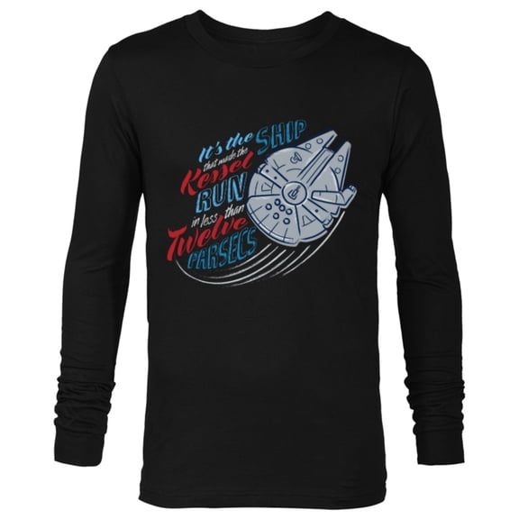 Star Wars Millennium Falcon Kessel Run in 12 Parsecs USA - Long Sleeve T-Shirt for Men - Customized-Black