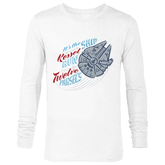 Star Wars Millennium Falcon Kessel Run in 12 Parsecs USA - Long Sleeve T-Shirt for Men - Customized-White