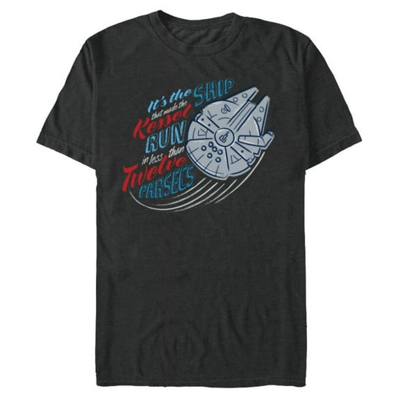 Star Wars Millennium Falcon Kessel Run in 12 Parsecs USA - Short Sleeve Blended T-Shirt for Adults - Customized-Dark Heather