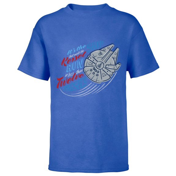 Star Wars Millennium Falcon Kessel Run in 12 Parsecs USA - Short Sleeve T-Shirt for Kids - Customized-Royal
