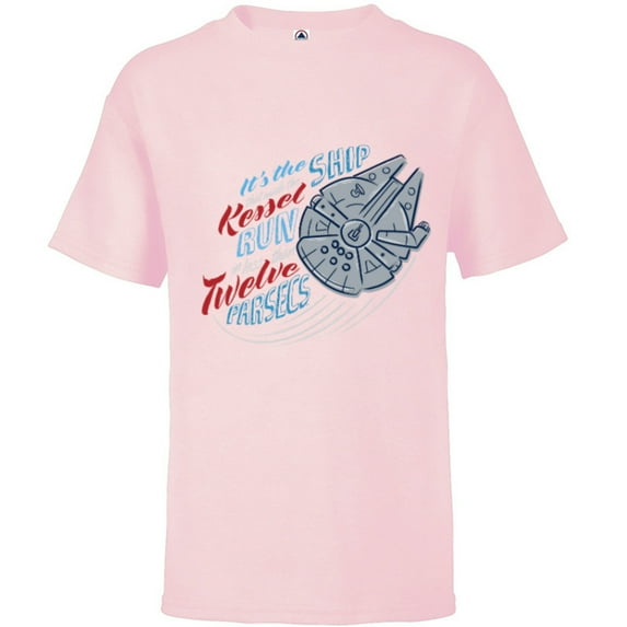 Star Wars Millennium Falcon Kessel Run in 12 Parsecs USA - Short Sleeve T-Shirt for Kids - Customized-Soft Pink