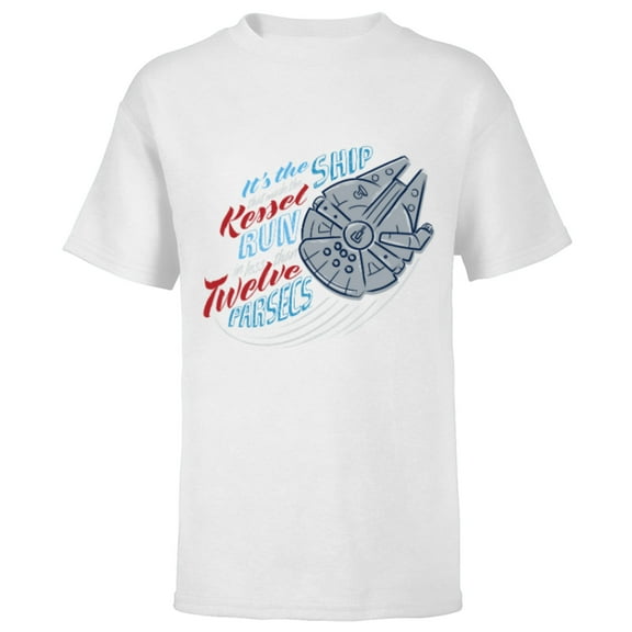 Star Wars Millennium Falcon Kessel Run in 12 Parsecs USA - Short Sleeve T-Shirt for Kids - Customized-White