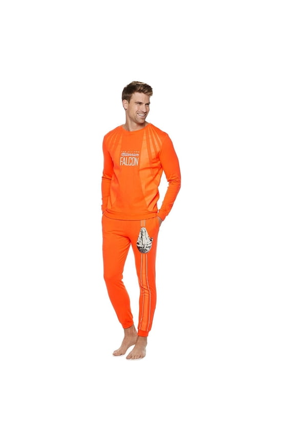 Millennium Falcon Men's Long Sleeve Tee & Pants 2 Piece Pajama Lounge Set (Medium)