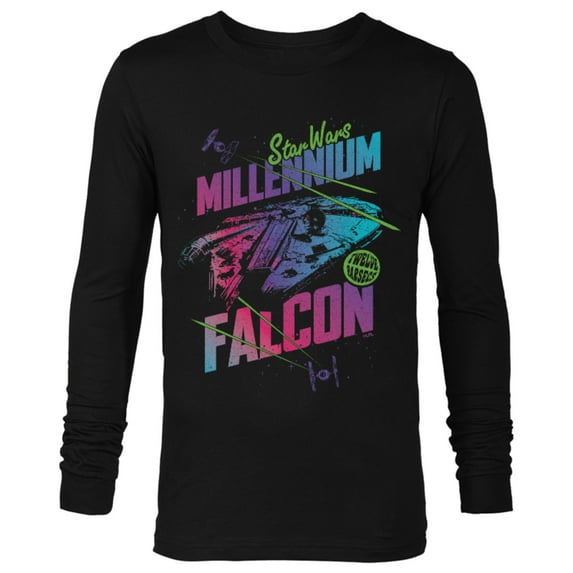 Star Wars Millennium Falcon Neon - Long Sleeve T-Shirt for Men - Customized-Black