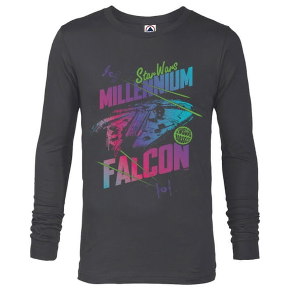 Star Wars Millennium Falcon Neon - Long Sleeve T-Shirt for Men - Customized-Charcoal Heather