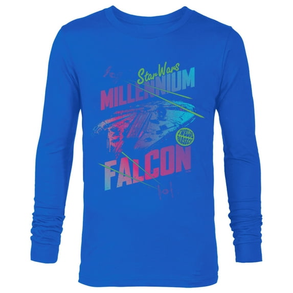 Star Wars Millennium Falcon Neon - Long Sleeve T-Shirt for Men - Customized-Royal