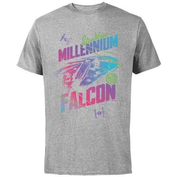 Star Wars Millennium Falcon Neon - Short Sleeve Cotton T-Shirt for Adults - Customized-Athletic Heather