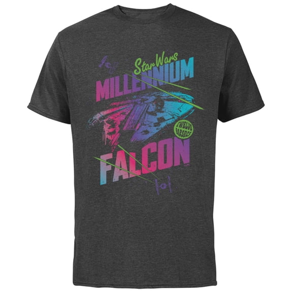 Star Wars Millennium Falcon Neon - Short Sleeve Cotton T-Shirt for Adults - Customized-Charcoal