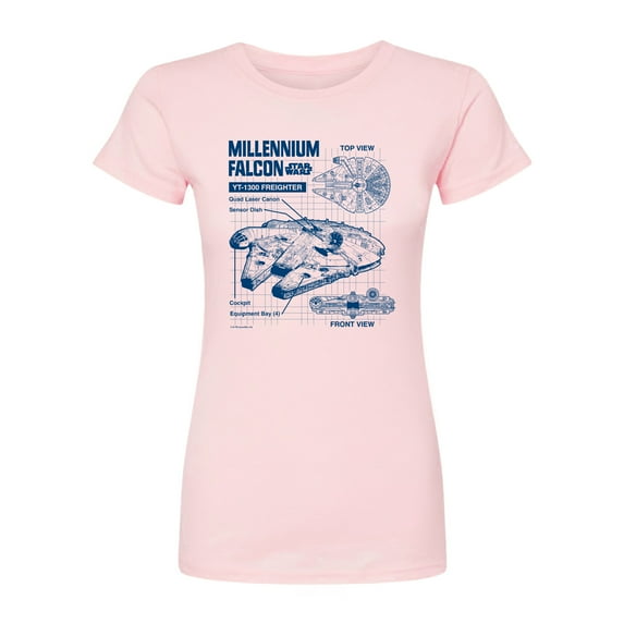Star Wars - Millennium Falcon Schematic - Juniors Fitted Tee
