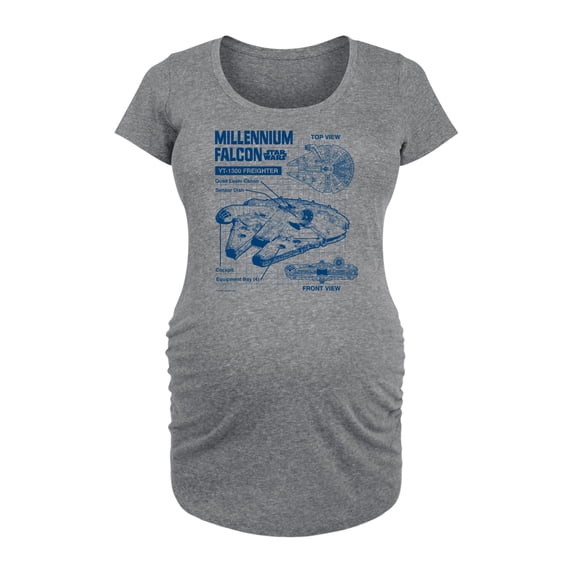 Star Wars - Millennium Falcon Schematic - Maternity Scoop Neck Tee