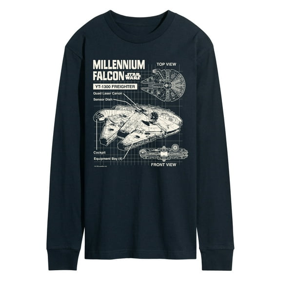 Star Wars - Millennium Falcon Schematic - Men's Long Sleeve Tee