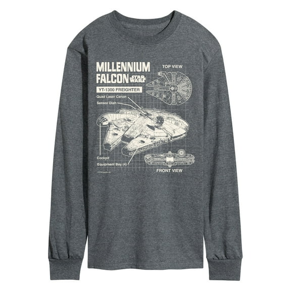 Star Wars - Millennium Falcon Schematic - Men's Long Sleeve Tee