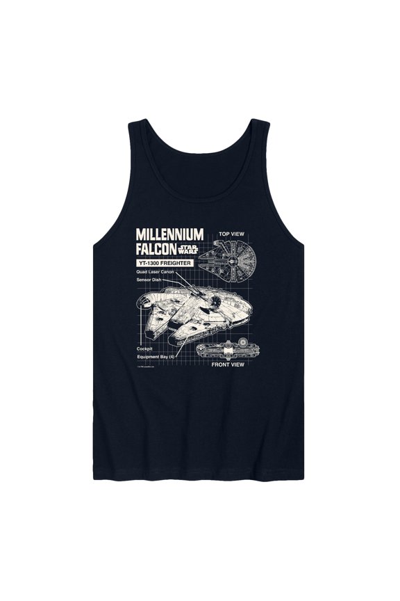 - Millennium Falcon Schematic - Men's Sleeveless Graphic Tank