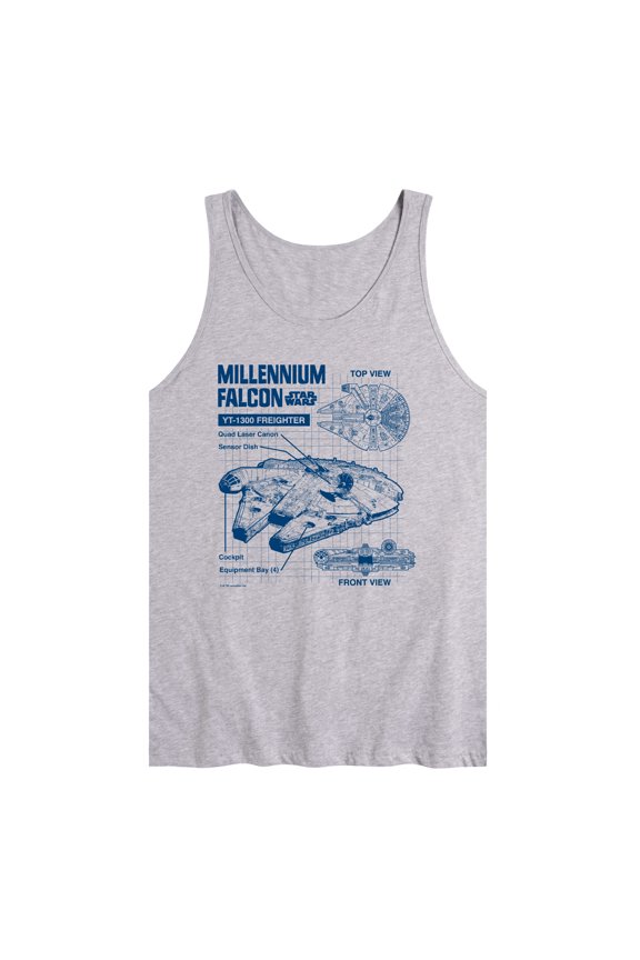 - Millennium Falcon Schematic - Men's Sleeveless Graphic Tank