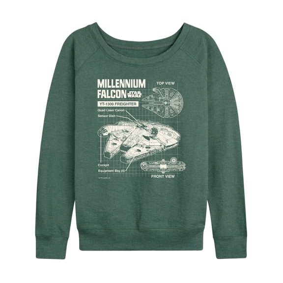 Star Wars - Millennium Falcon Schematic - Women's French Terry Pullover Sweatshirt