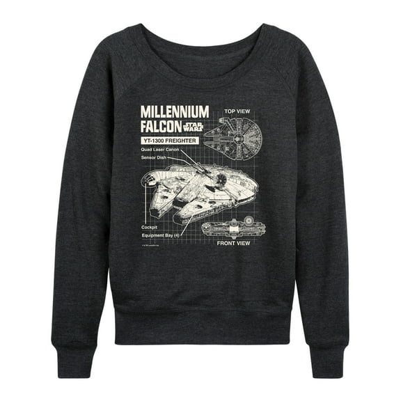 Star Wars - Millennium Falcon Schematic - Women's French Terry Pullover Sweatshirt