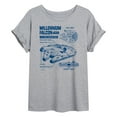 thumbnail image 1 of Star Wars - Millennium Falcon Schematic - Women's Oversized Tee, 1 of 5