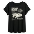 thumbnail image 1 of Star Wars - Millennium Falcon Schematic - Women's Oversized Tee, 1 of 5