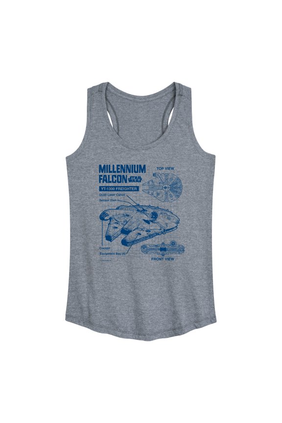 - Millennium Falcon Schematic - Women's Racerback Graphic Tank