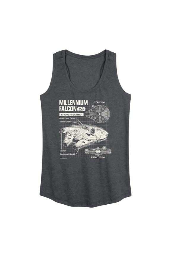 - Millennium Falcon Schematic - Women's Racerback Graphic Tank