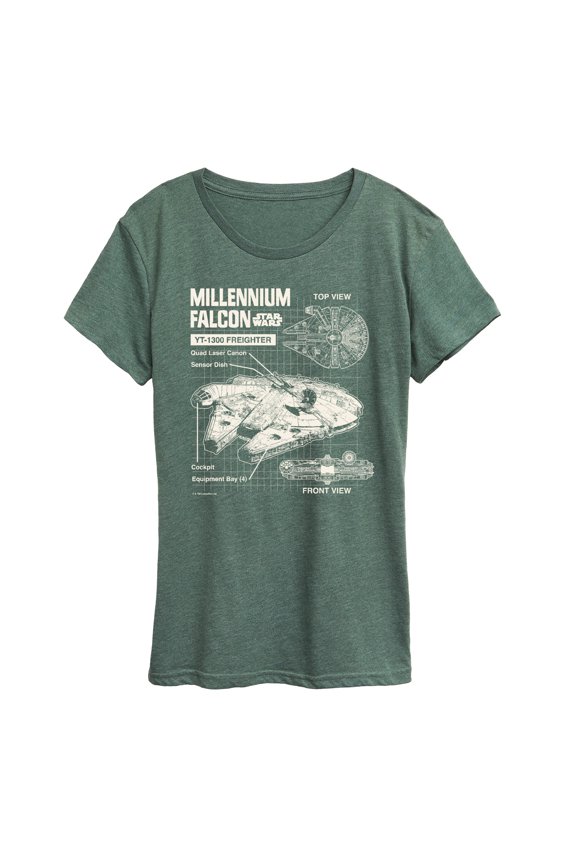 - Millennium Falcon Schematic - Women's Short Sleeve Classic Fit Tee
