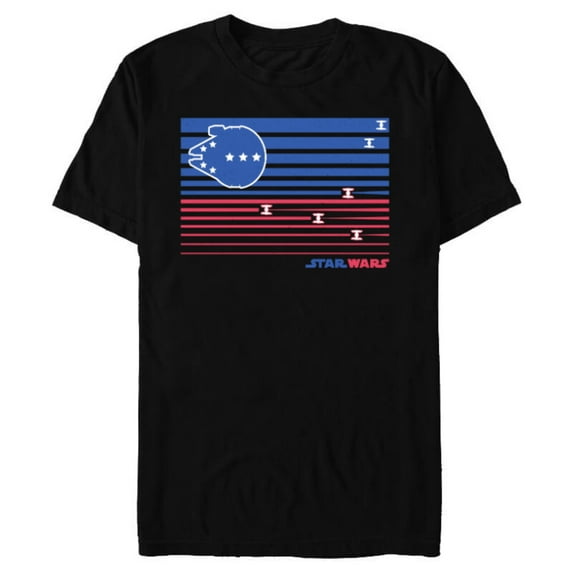 Star Wars Millennium Falcon Stars and Stripes American Flag - Short Sleeve Blended T-Shirt for Adults - Customized-Black