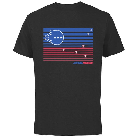 Star Wars Millennium Falcon Stars and Stripes American Flag - Short Sleeve Cotton T-Shirt for Adults - Customized-Black