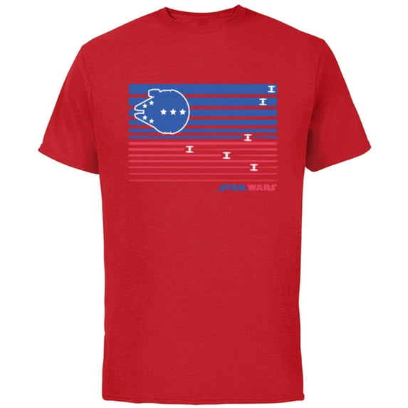 Star Wars Millennium Falcon Stars and Stripes American Flag - Short Sleeve Cotton T-Shirt for Adults - Customized-Red
