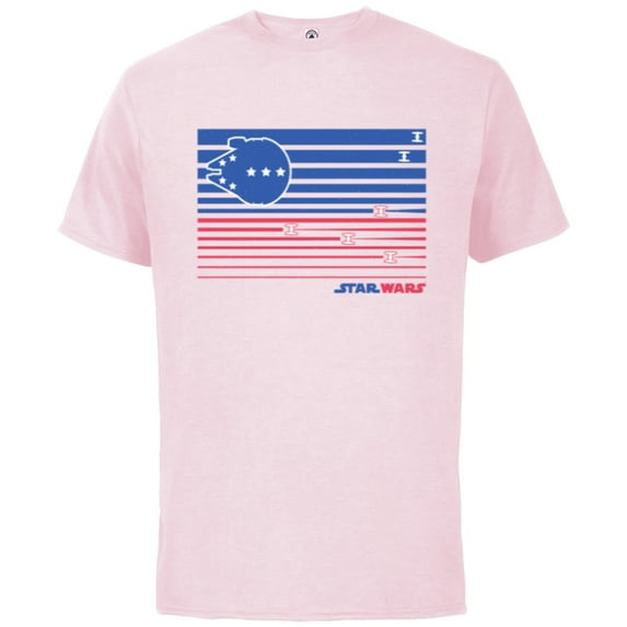 Star Wars Millennium Falcon Stars and Stripes American Flag - Short Sleeve Cotton T-Shirt for Adults - Customized-Soft Pink