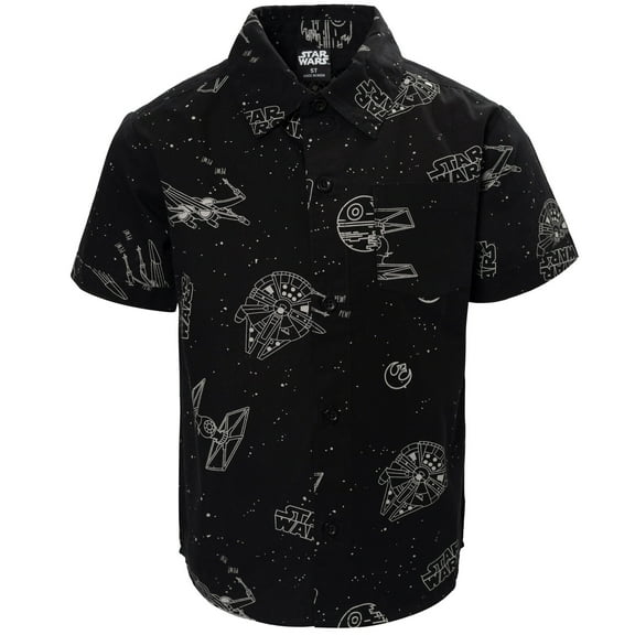 Star Wars Millennium Falcon TIE Fighter X-Wing Little Boys Button Down Shirt Toddler to Big Kid
