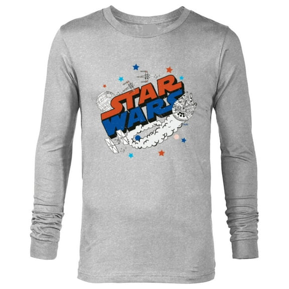 Star Wars Millennium Falcon X-Wing and Death Star Americana - Long Sleeve T-Shirt for Men - Customized-Athletic Heather