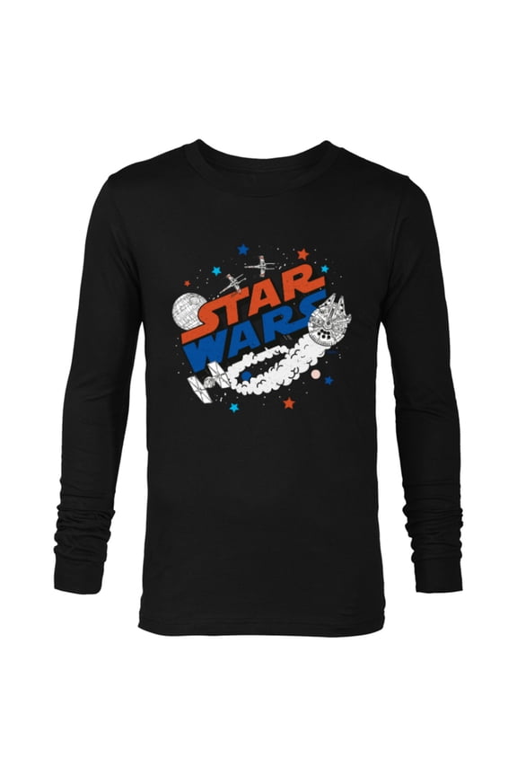 Millennium Falcon X-Wing and Death Star Americana - Long Sleeve T-Shirt for Men - Customized-Black