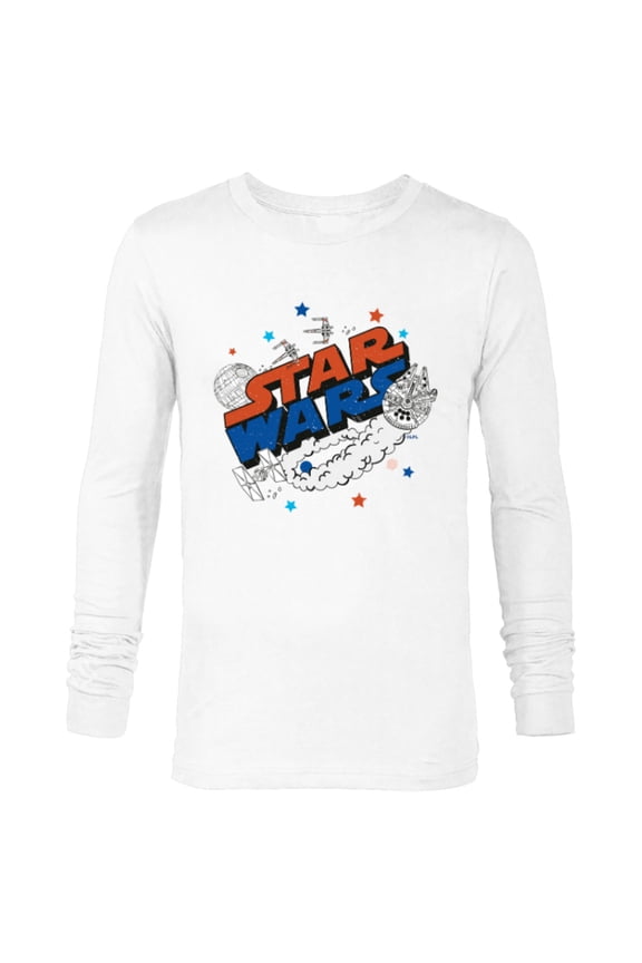 Millennium Falcon X-Wing and Death Star Americana - Long Sleeve T-Shirt for Men - Customized-White