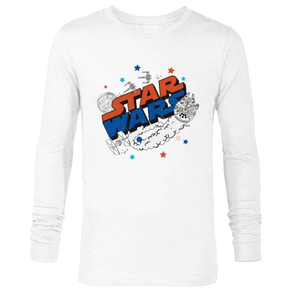 Star Wars Millennium Falcon X-Wing and Death Star Americana - Long Sleeve T-Shirt for Men - Customized-White