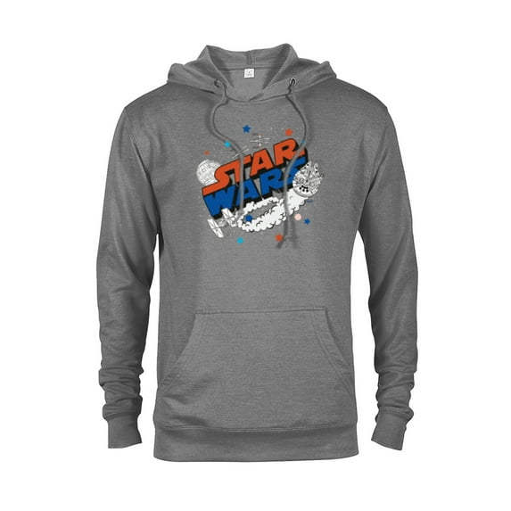 Star Wars Millennium Falcon X-Wing and Death Star Americana - Pullover Hoodie for Adults - Customized-Graphite Heather