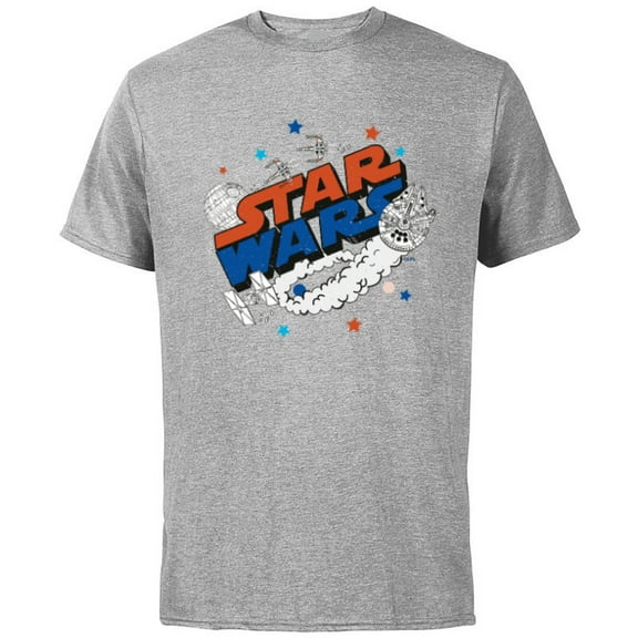 Star Wars Millennium Falcon X-Wing and Death Star Americana - Short Sleeve Cotton T-Shirt for Adults - Customized-Athletic Heather