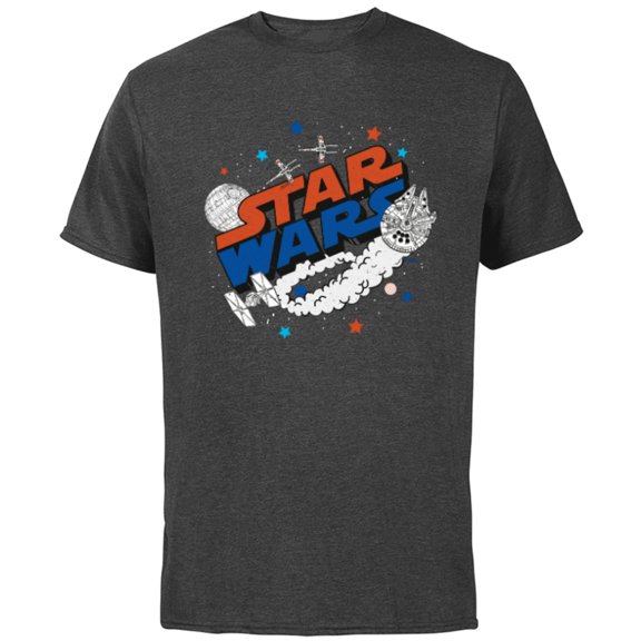 Star Wars Millennium Falcon X-Wing and Death Star Americana - Short Sleeve Cotton T-Shirt for Adults - Customized-Charcoal