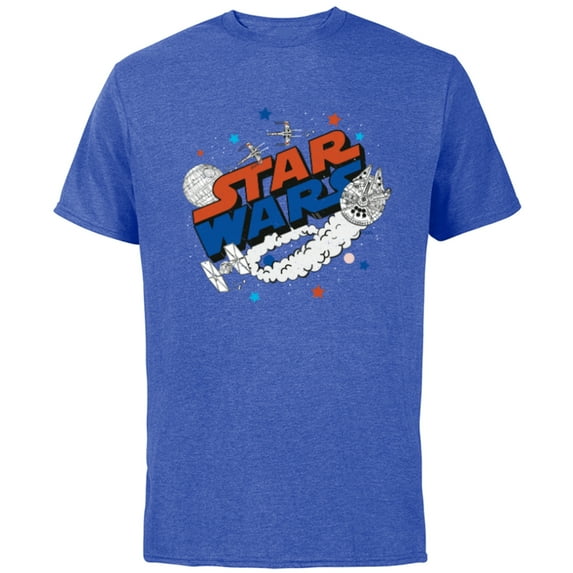 Star Wars Millennium Falcon X-Wing and Death Star Americana - Short Sleeve Cotton T-Shirt for Adults - Customized-Royal Heather