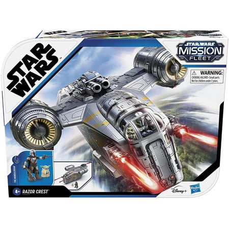 Star Wars Mission Fleet The Mandalorian The Child Razor Crest Outer Rim Run Deluxe Vehicle with 2.5-Inch-Scale Figure, for Kids Ages 4 and Up,F0589