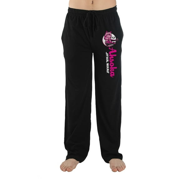 Star Wars Movie Clone Wars Ahsoka Character Mens Black Sleep Pajama Pants-Small