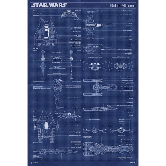 Star Wars - Movie Poster / Print (Rebel Alliance Fleet Blueprint / Schematics)