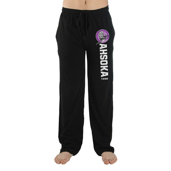 Star Wars Movie Series Ahsoka Character Mens Black Sleep Pajama Pants-L