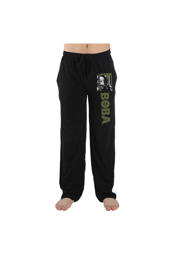 Star Wars Movie Series Boba Character Mens Black Sleep Pajama Pants-M