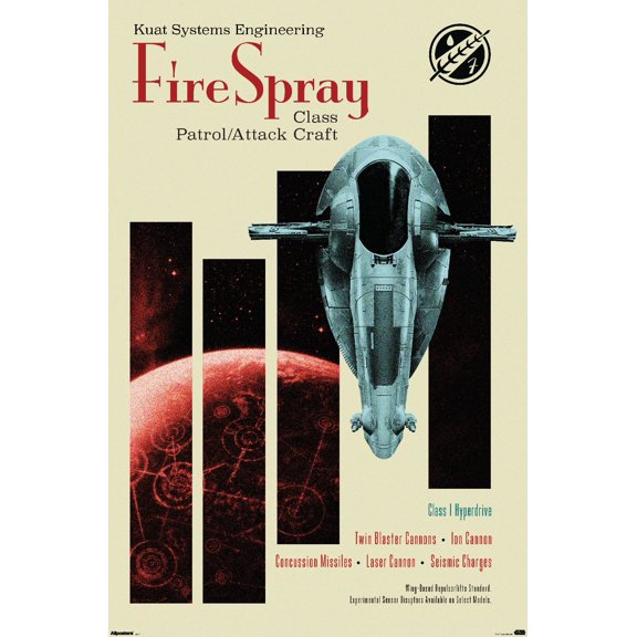 Star Wars: Moving At Lightspeed - Firespray Wall Poster, 14.725" x 22.375"