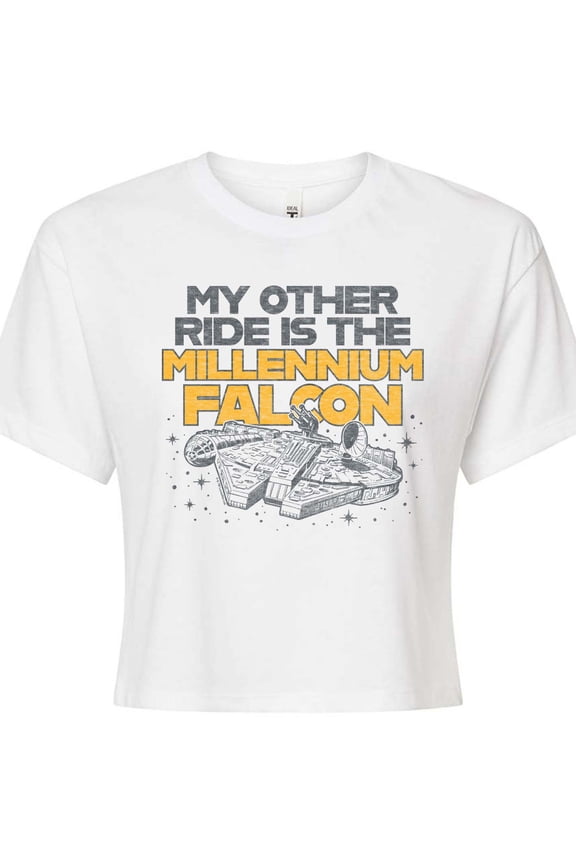 - My Other Ride Millennium Falcon - Juniors Cropped Graphic T-Shirt