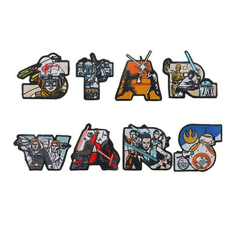 Star Wars Name Themed Logos 3 Inches Tall Embroidered Iron On Patch Set of 8