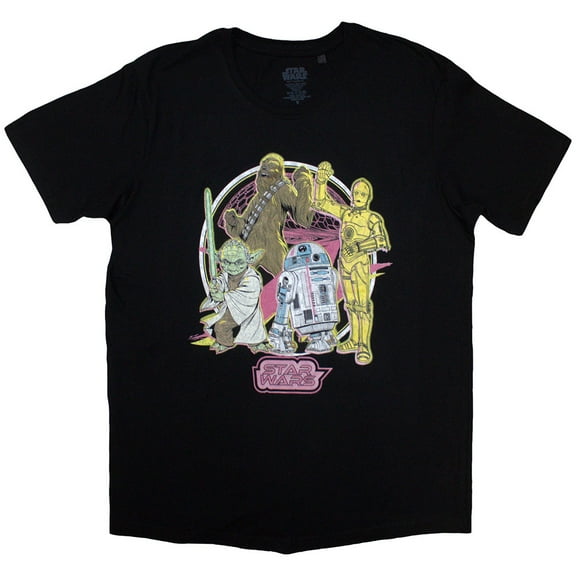 Star Wars Unisex T-Shirt Heroes Neon (Black) (Medium)