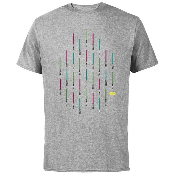 Star Wars Neon Lightsabers Print - Short Sleeve Cotton T-Shirt for Adults - Customized-Athletic Heather