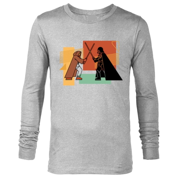 Star Wars Obi-Wan Kenobi Darth Vader Duel Cartoon - Long Sleeve T-Shirt for Men - Customized-Athletic Heather