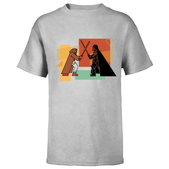 Star Wars Obi-Wan Kenobi Darth Vader Duel Cartoon - Short Sleeve T-Shirt for Kids - Customized-Athletic Heather
